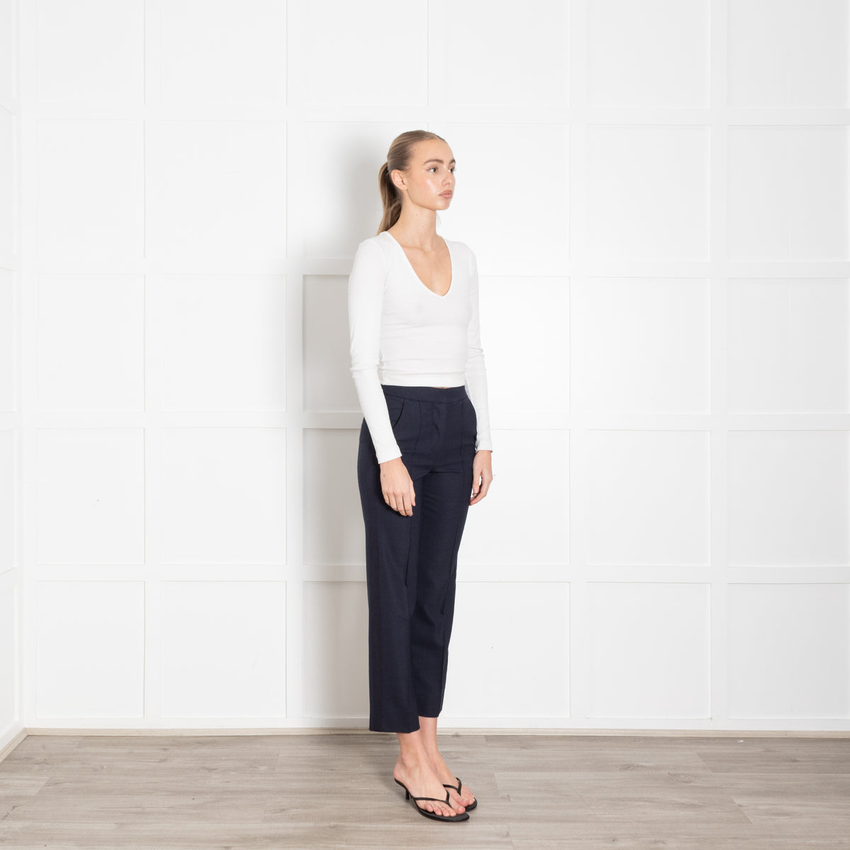 Me + Em Tailored Navy Woven Cigarette Trousers