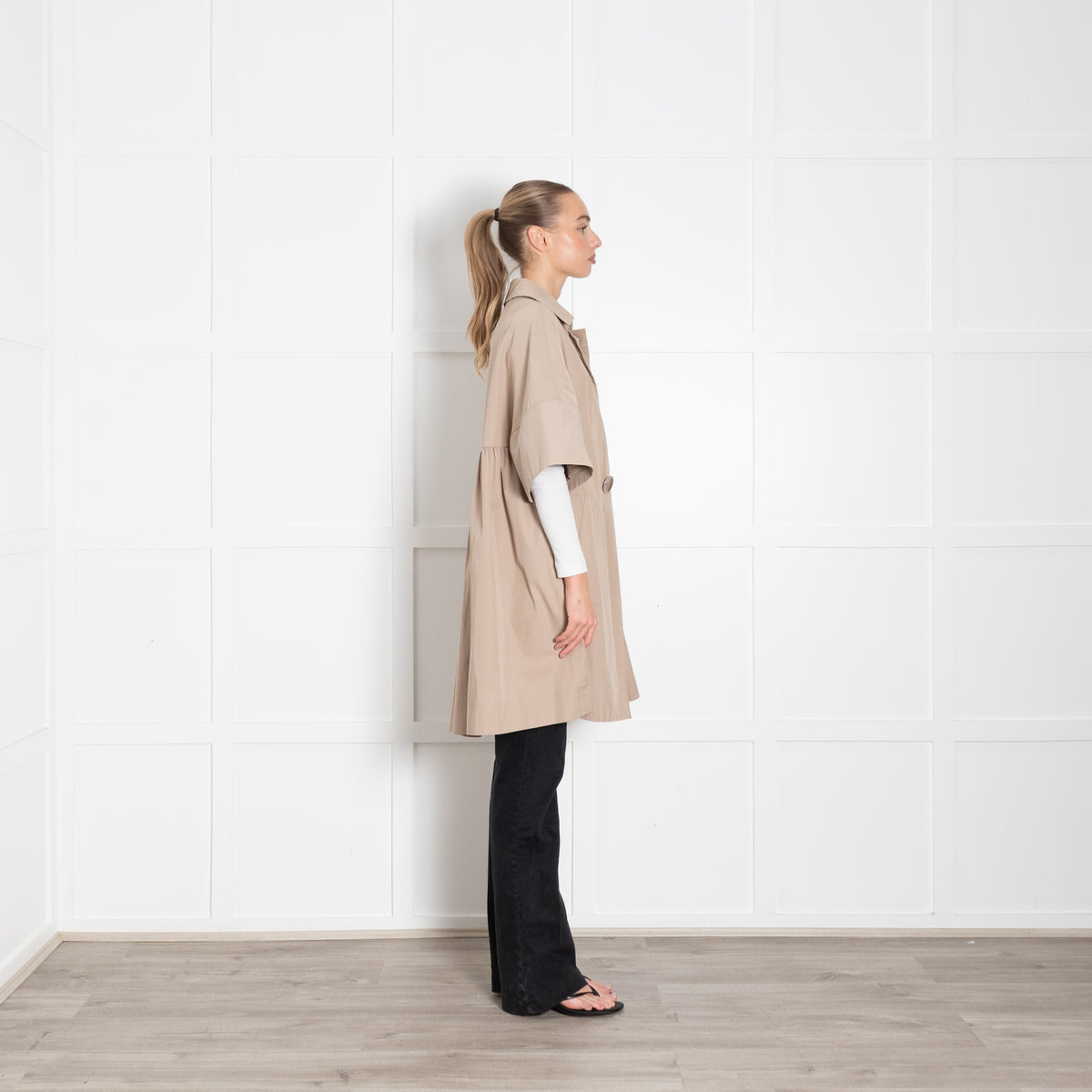 Sportmax Beige Trench Coat With Short Sleeves