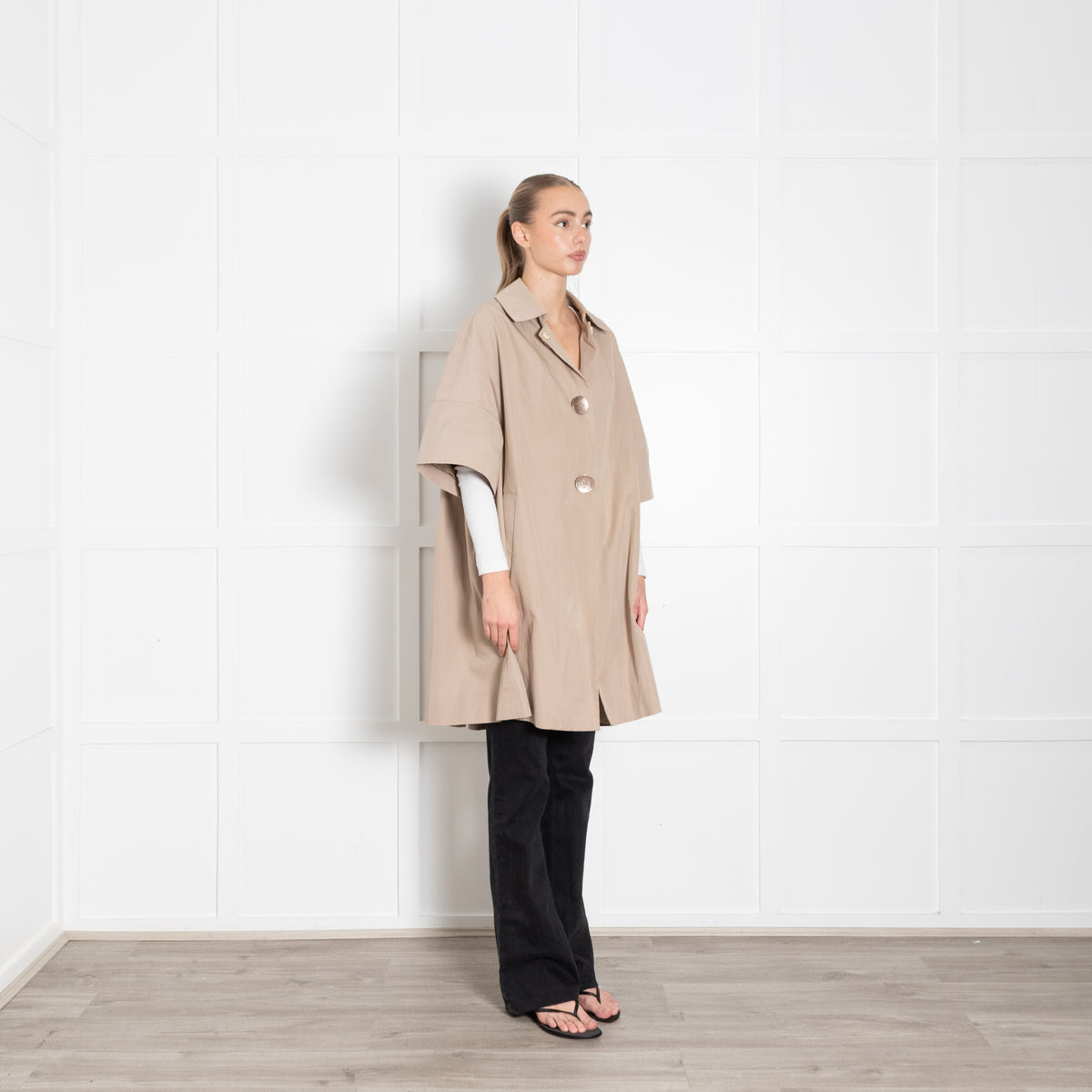 Sportmax Beige Trench Coat With Short Sleeves
