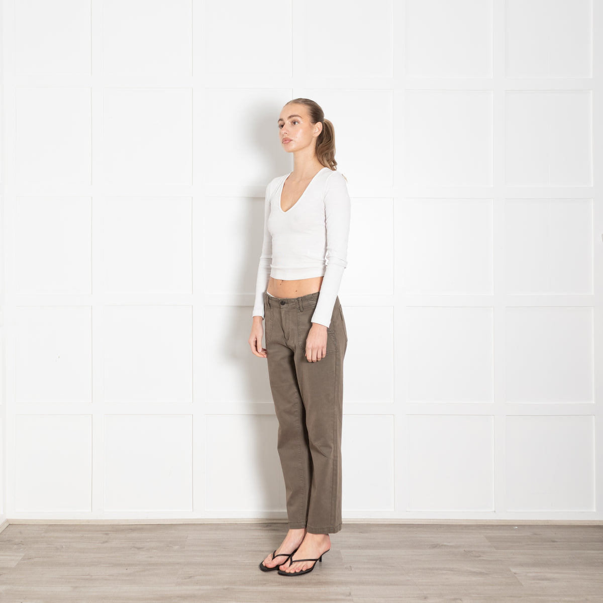 Paige Khaki Brushed Cotton Jeans