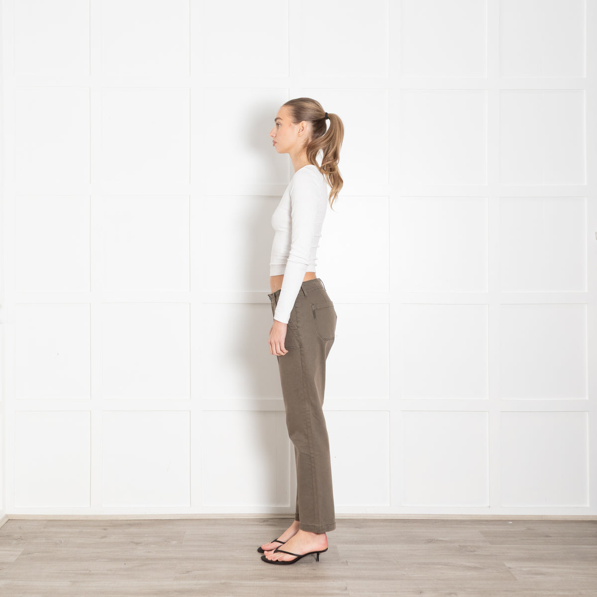 Paige Khaki Brushed Cotton Jeans