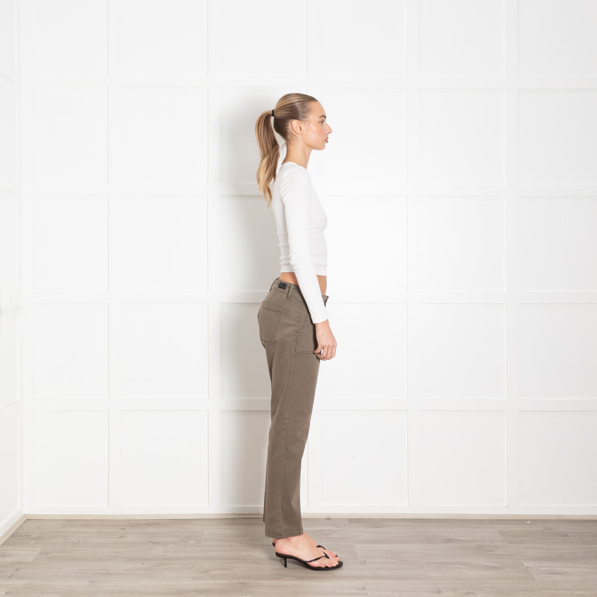 Paige Khaki Brushed Cotton Jeans