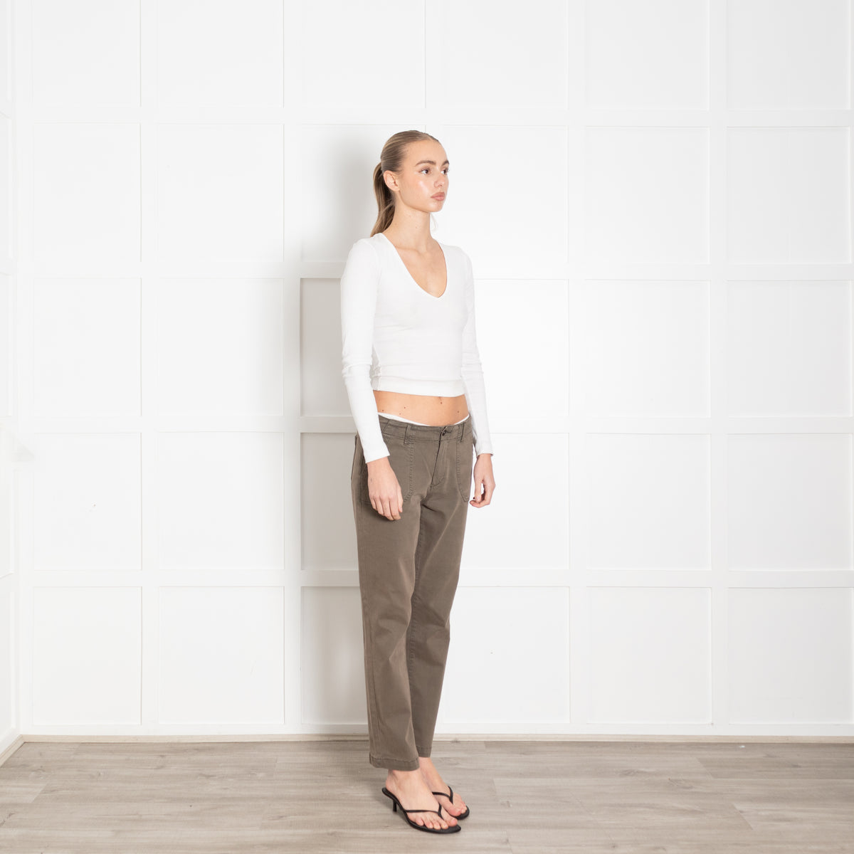 Paige Khaki Brushed Cotton Jeans