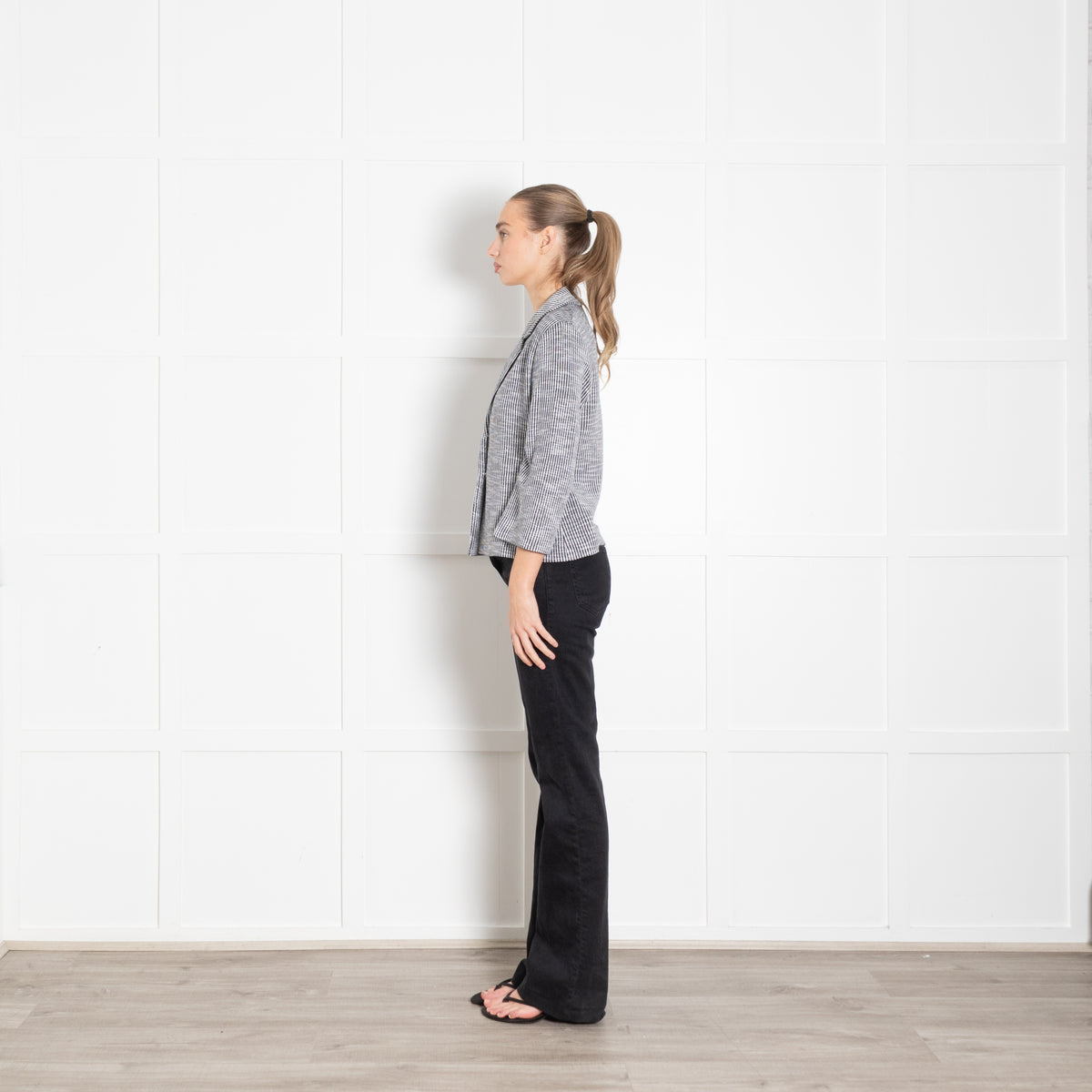 Amina Rubinacci Black and White Ribbed Tailored Jacket