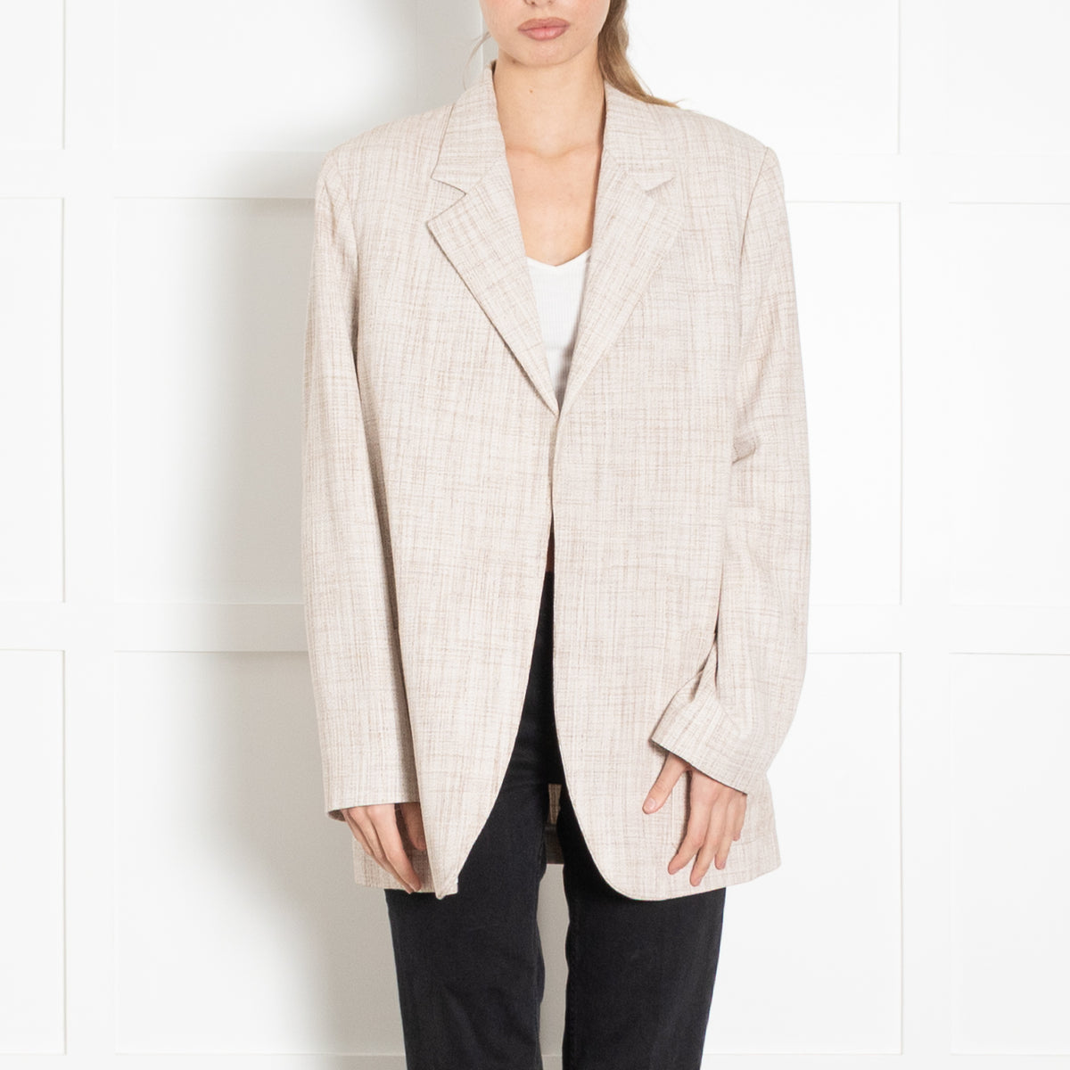 Victoria Beckham Beige & Cream Check Pattern Jacket