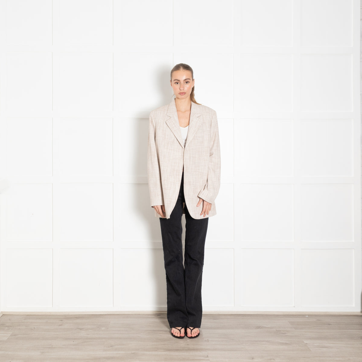 Victoria Beckham Beige & Cream Check Pattern Jacket