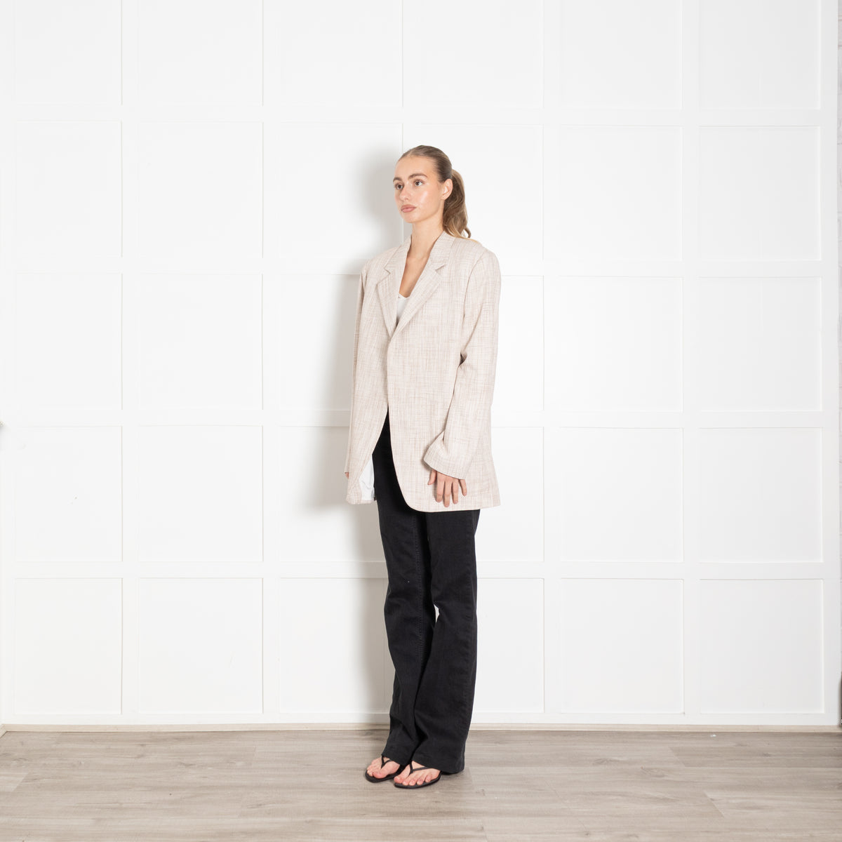 Victoria Beckham Beige & Cream Check Pattern Jacket