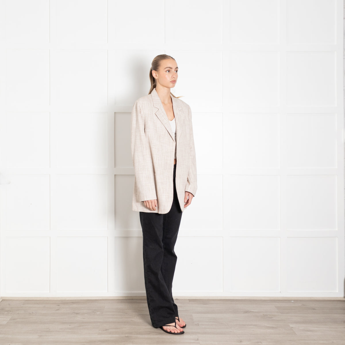 Victoria Beckham Beige & Cream Check Pattern Jacket