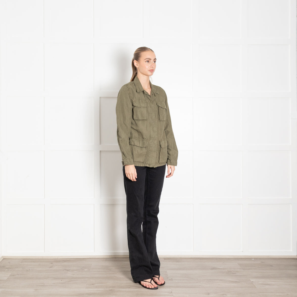 Hartford Khaki Linen Safari Jacket