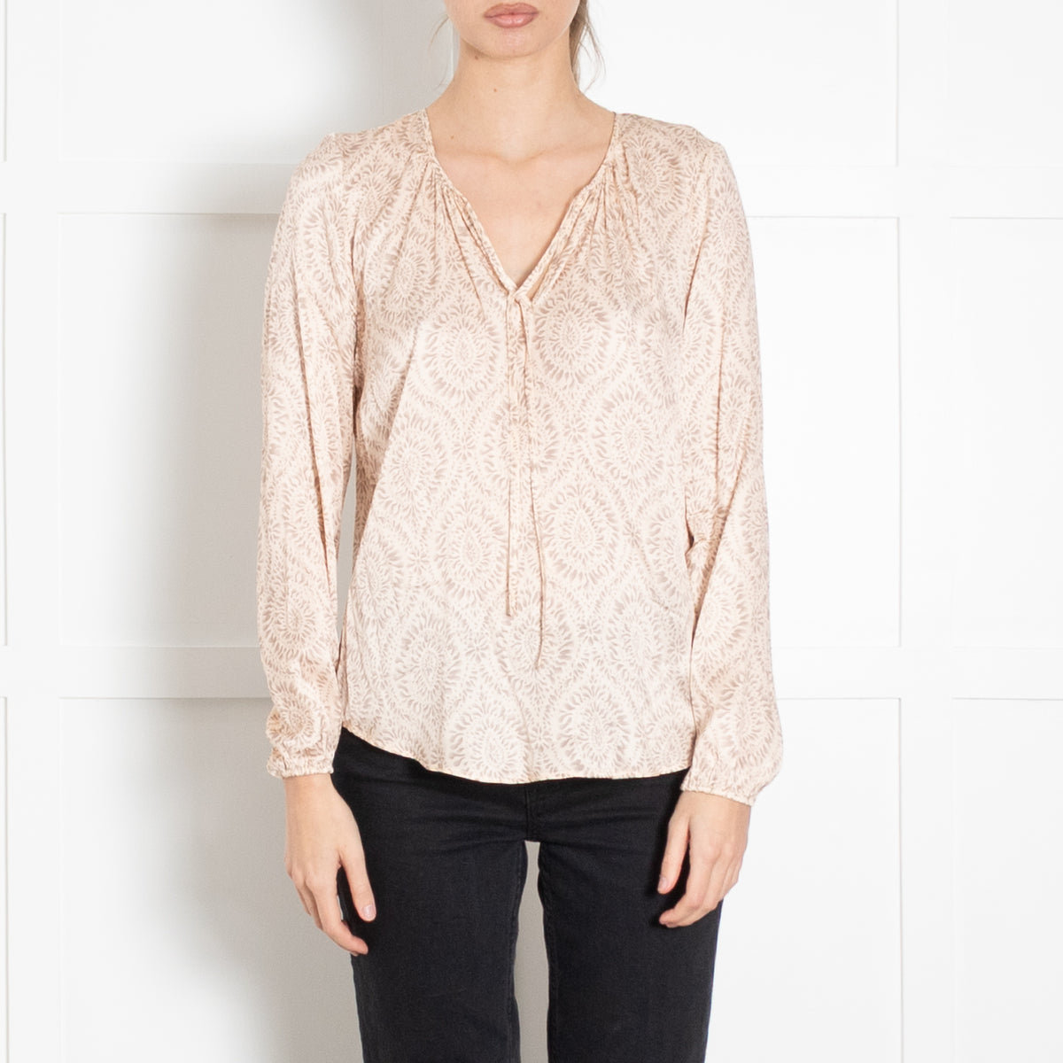 Charlotte Sparre Pale Peach Patterned Silk Blouse
