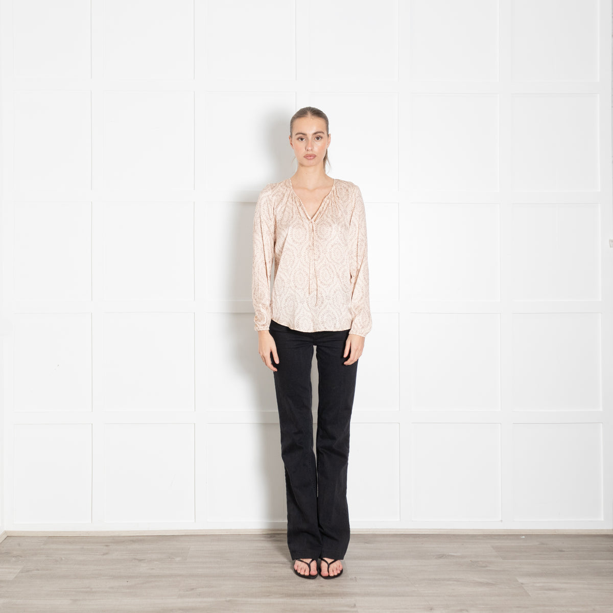 Charlotte Sparre Pale Peach Patterned Silk Blouse