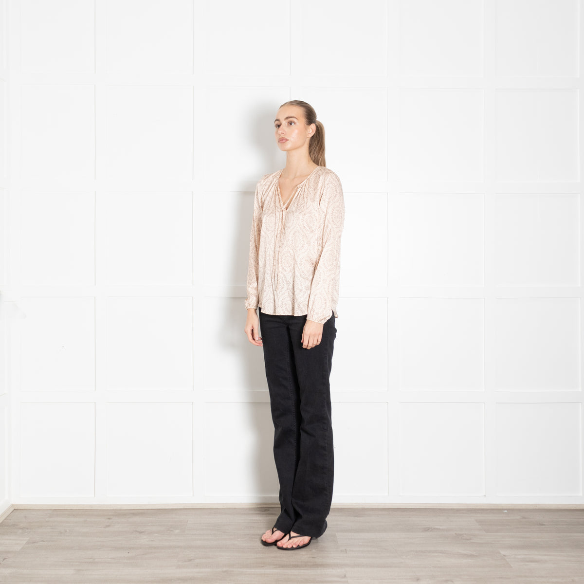 Charlotte Sparre Pale Peach Patterned Silk Blouse