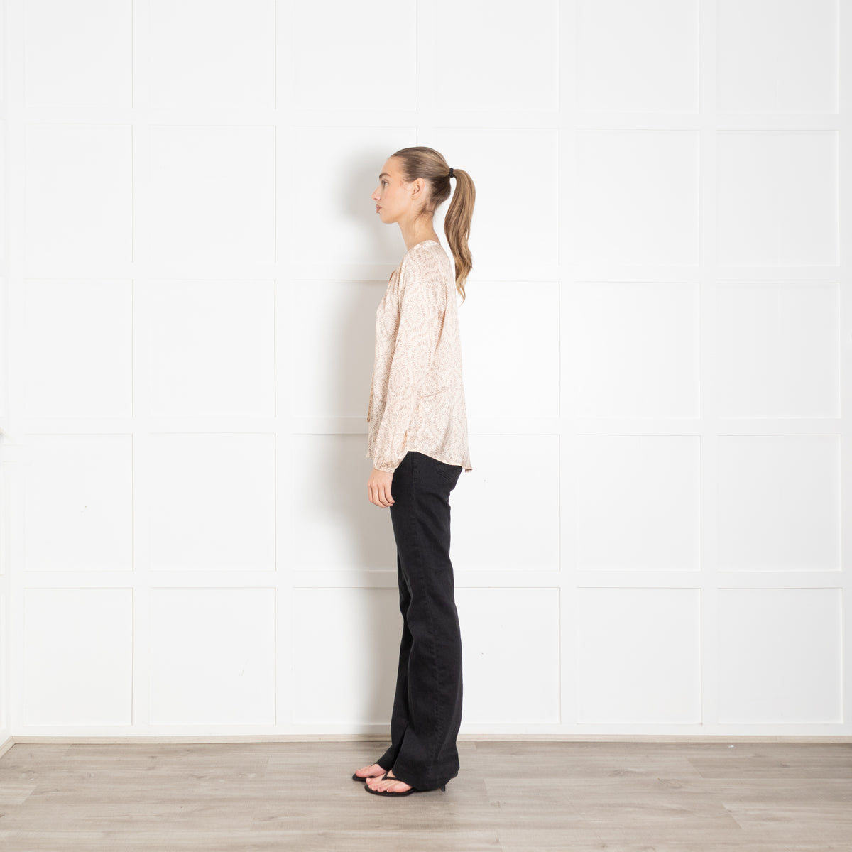Charlotte Sparre Pale Peach Patterned Silk Blouse