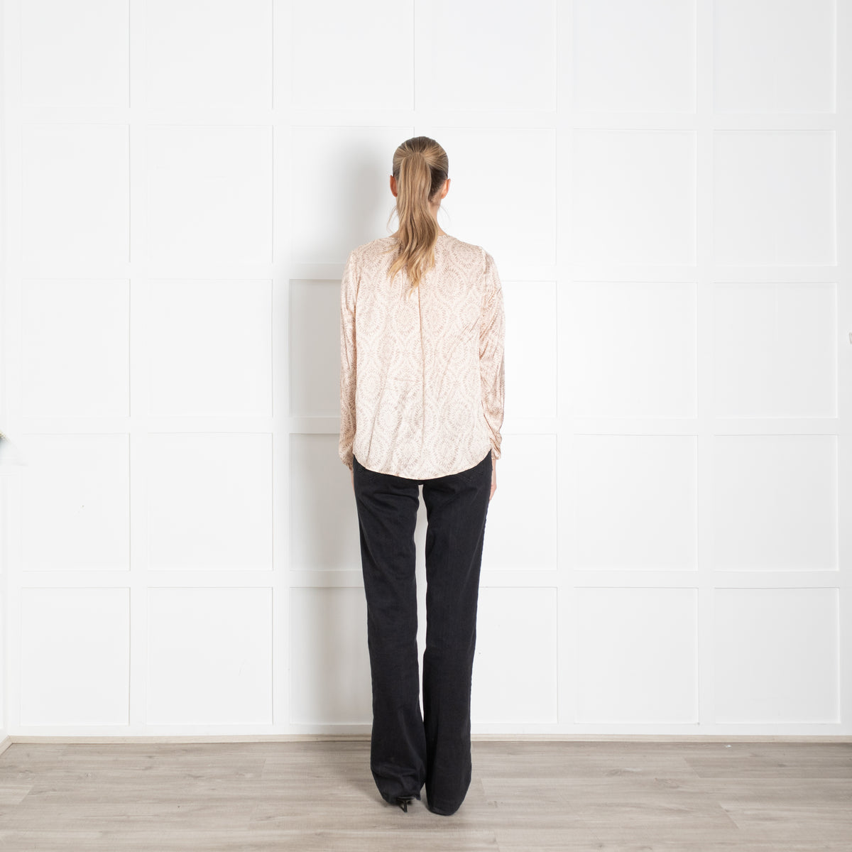 Charlotte Sparre Pale Peach Patterned Silk Blouse