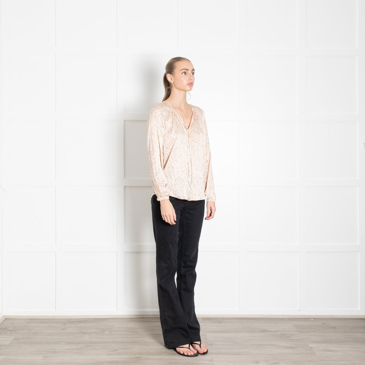 Charlotte Sparre Pale Peach Patterned Silk Blouse