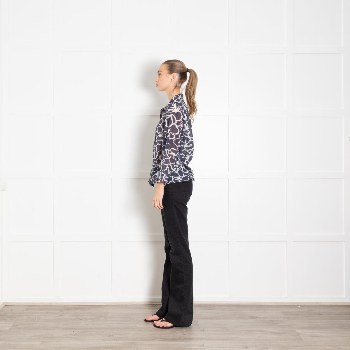 Whyci Milano Blue Cotton Flower Print Shirt