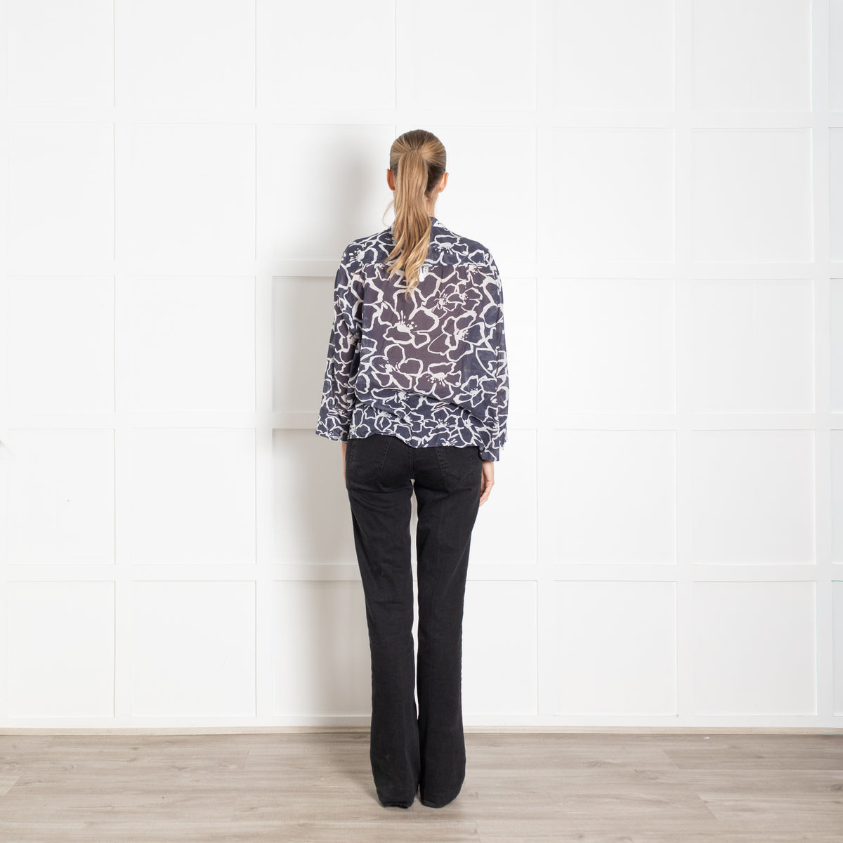 Whyci Milano Blue Cotton Flower Print Shirt