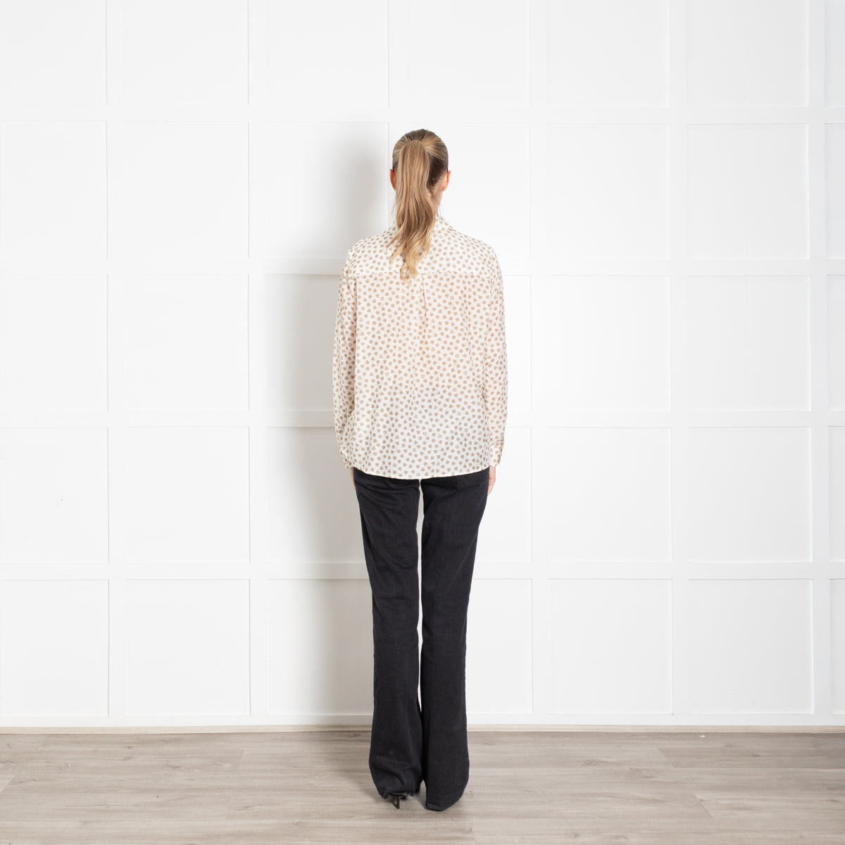 Marella Sport Cream and Beige Floral Patterned Shirt