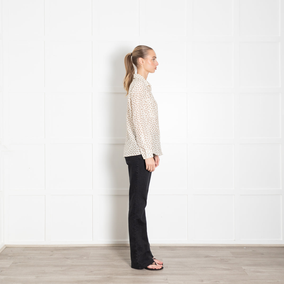 Marella Sport Cream and Beige Floral Patterned Shirt