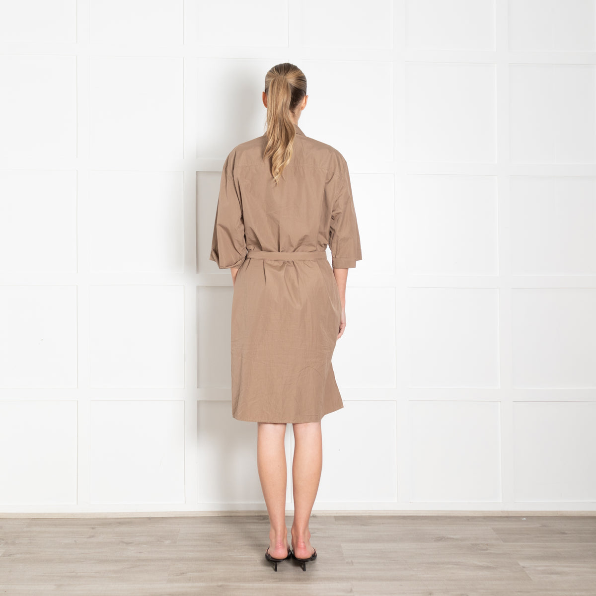 Fendi Brown Cotton Shirt Dress With Belt