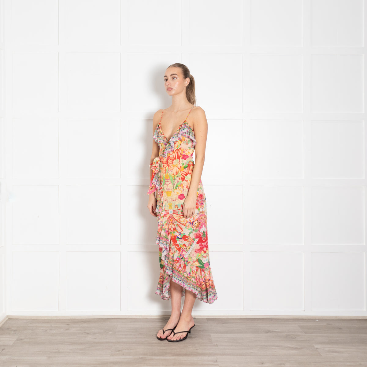 Camilla Multi Print Diamonte Sleeveless Wrap Dress