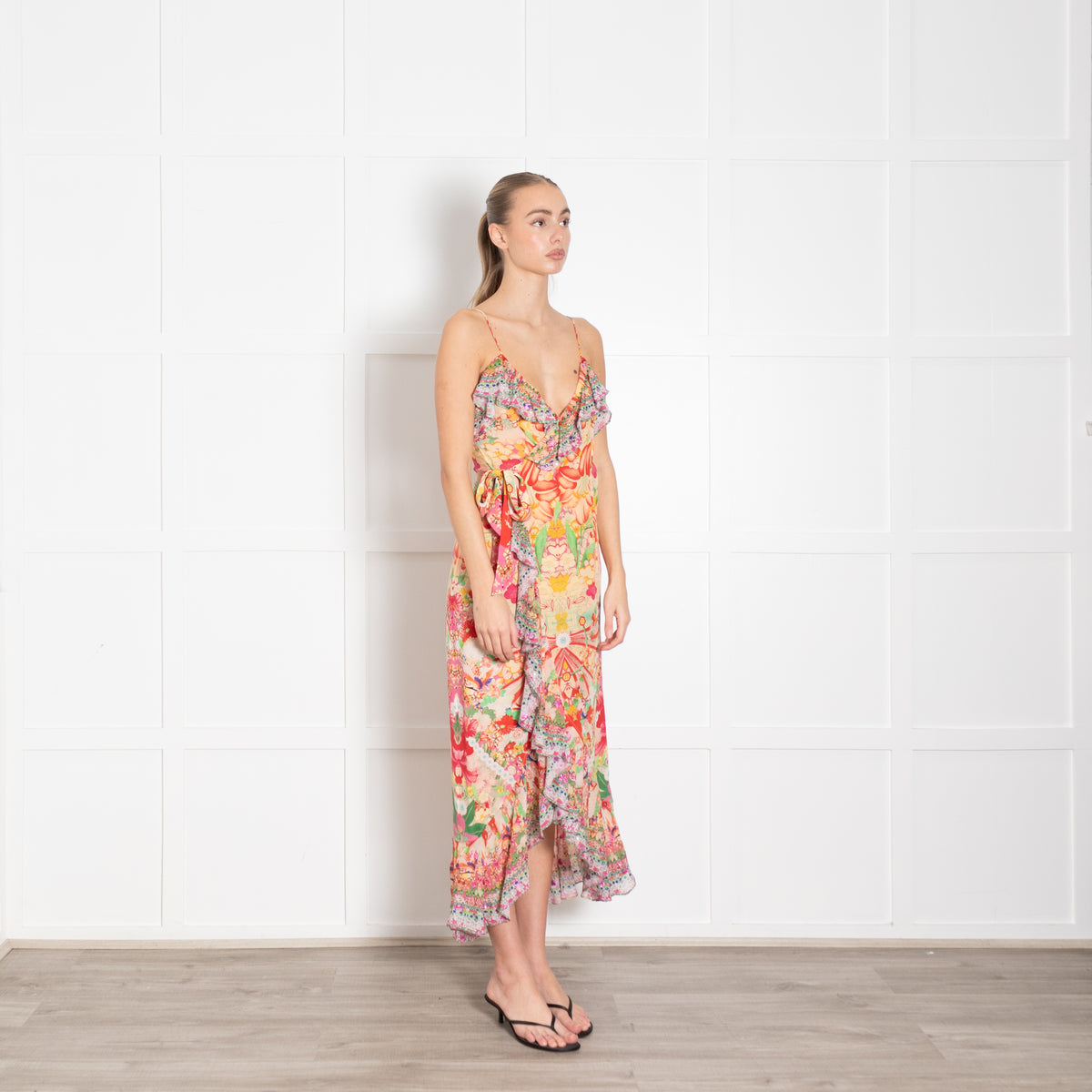 Camilla Multi Print Diamonte Sleeveless Wrap Dress