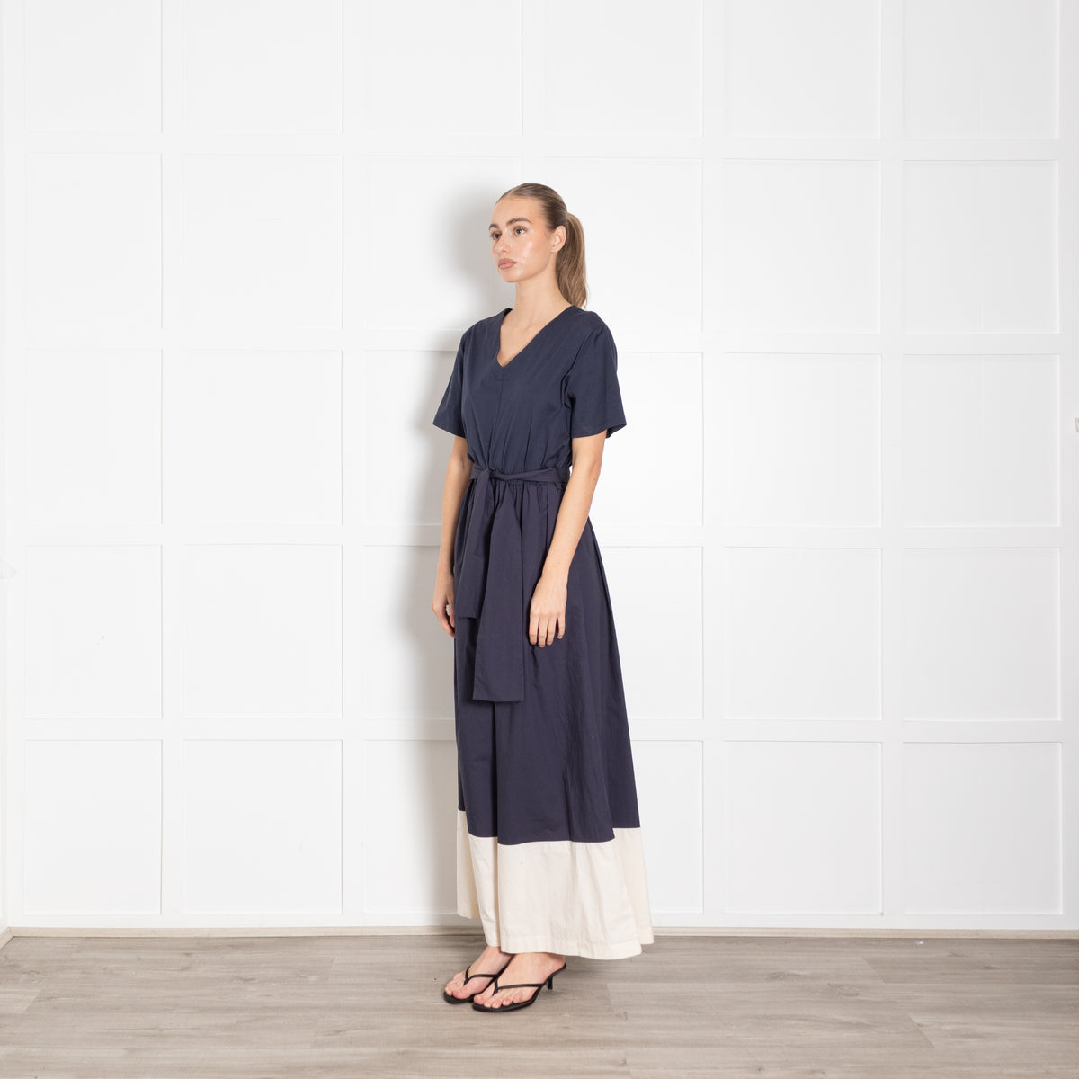 Weekend Max Mara Navy Cream Trim Cotton Jumpsuit