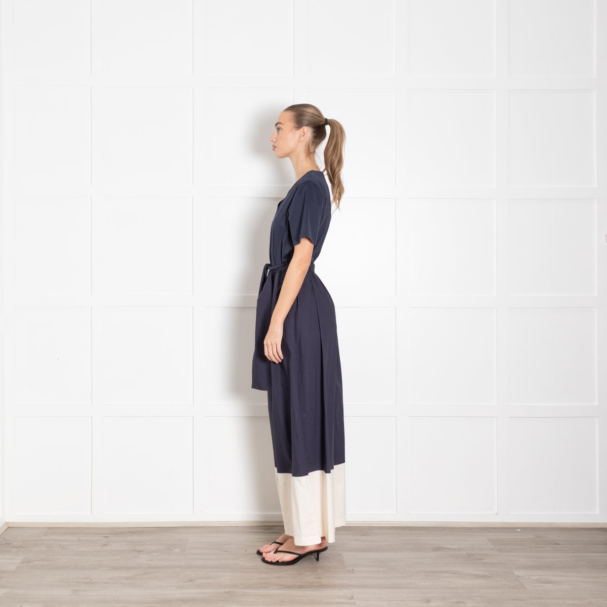 Weekend Max Mara Navy Cream Trim Cotton Jumpsuit