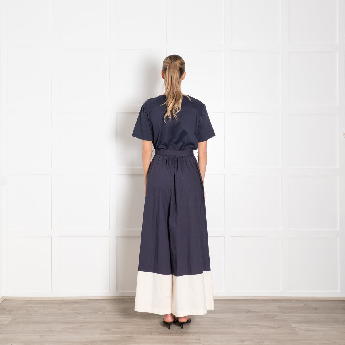 Weekend Max Mara Navy Cream Trim Cotton Jumpsuit