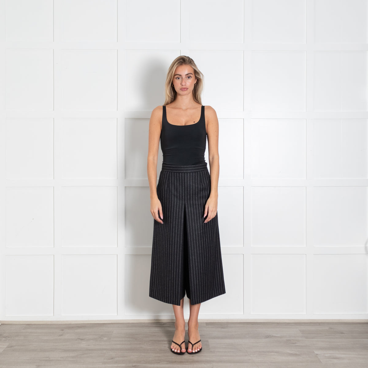 Saint Laurent Dark Grey White Pinstripes Culottes