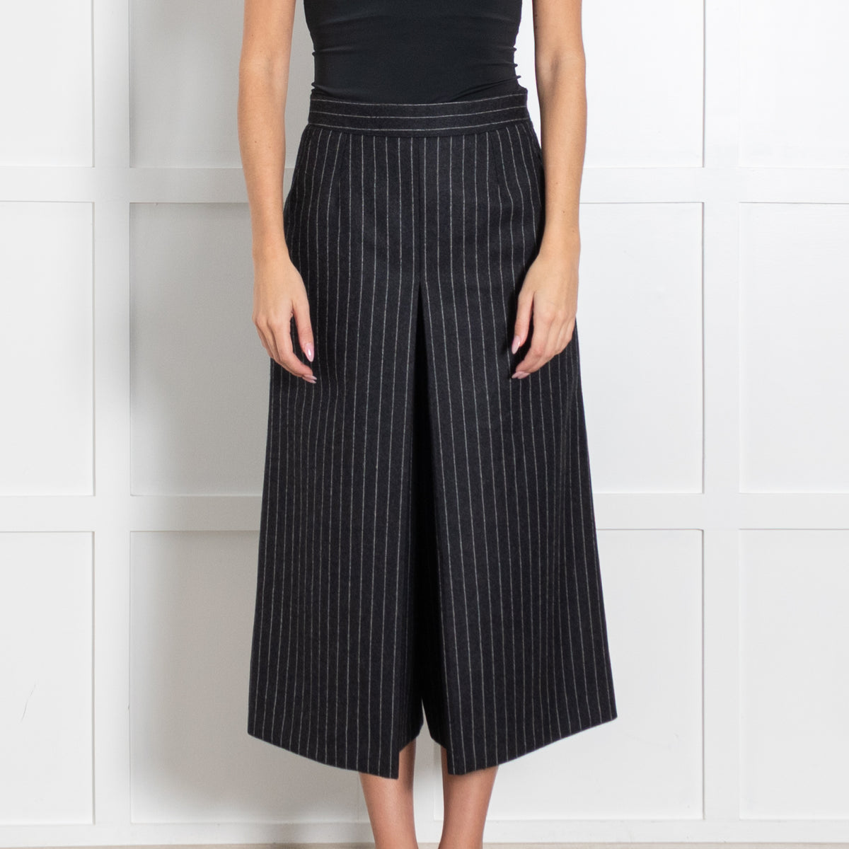 Saint Laurent Dark Grey White Pinstripes Culottes