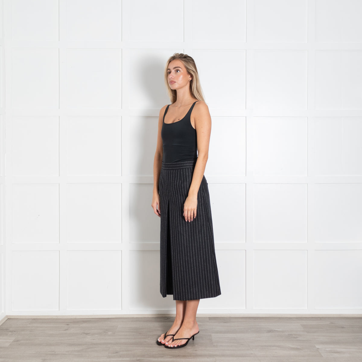 Saint Laurent Dark Grey White Pinstripes Culottes
