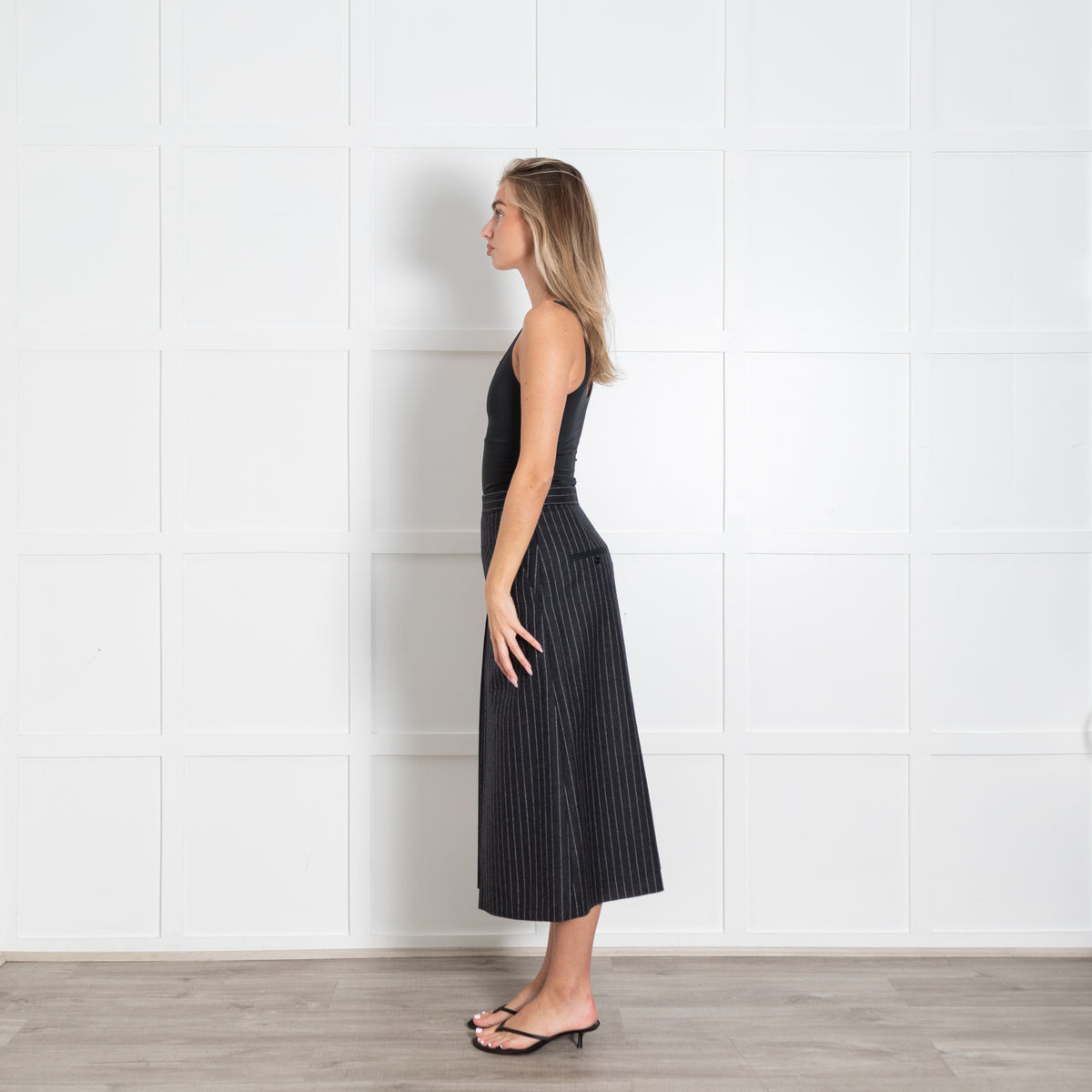 Saint Laurent Dark Grey White Pinstripes Culottes