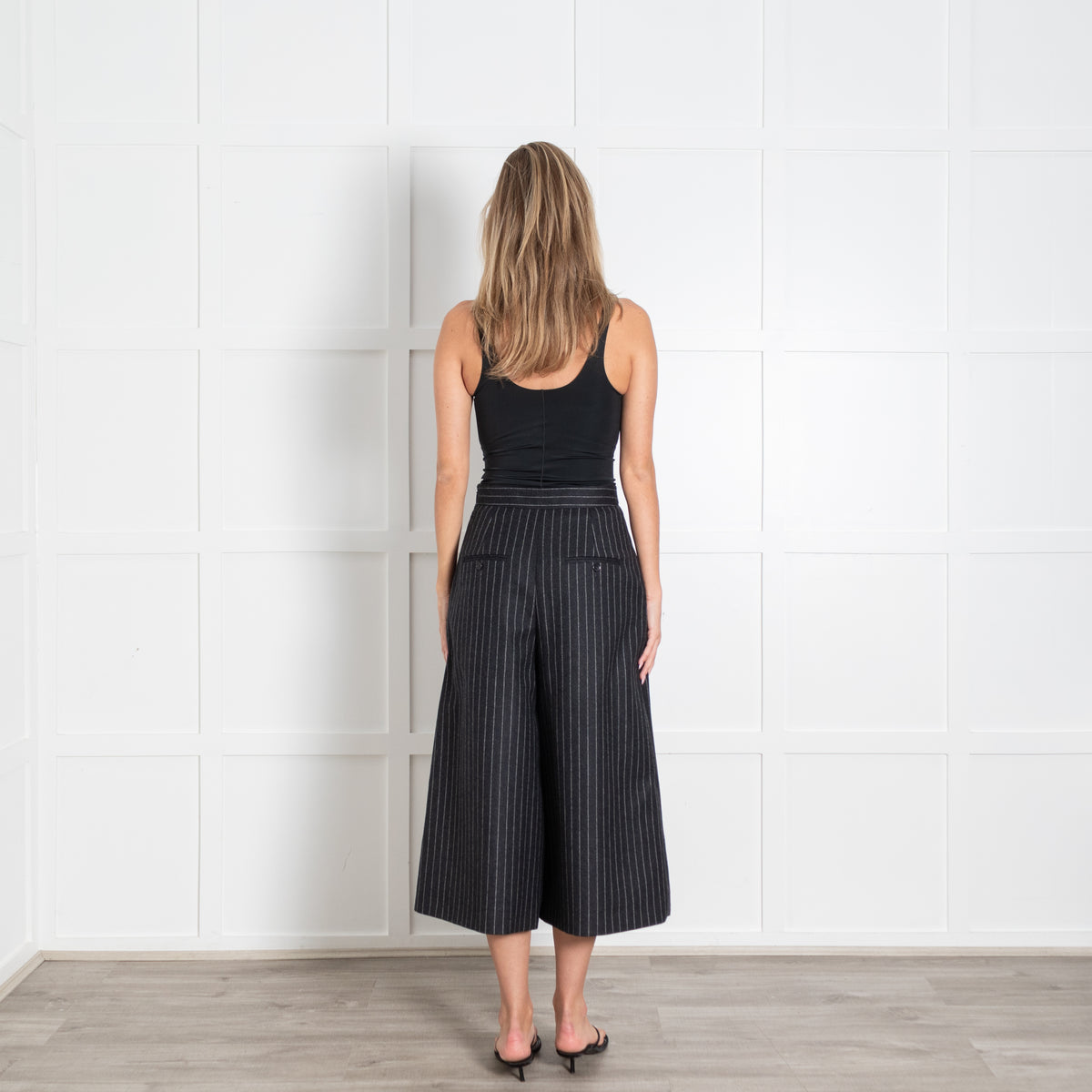 Saint Laurent Dark Grey White Pinstripes Culottes