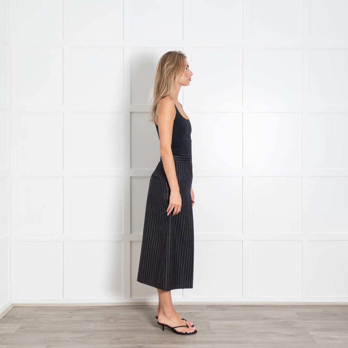 Saint Laurent Dark Grey White Pinstripes Culottes