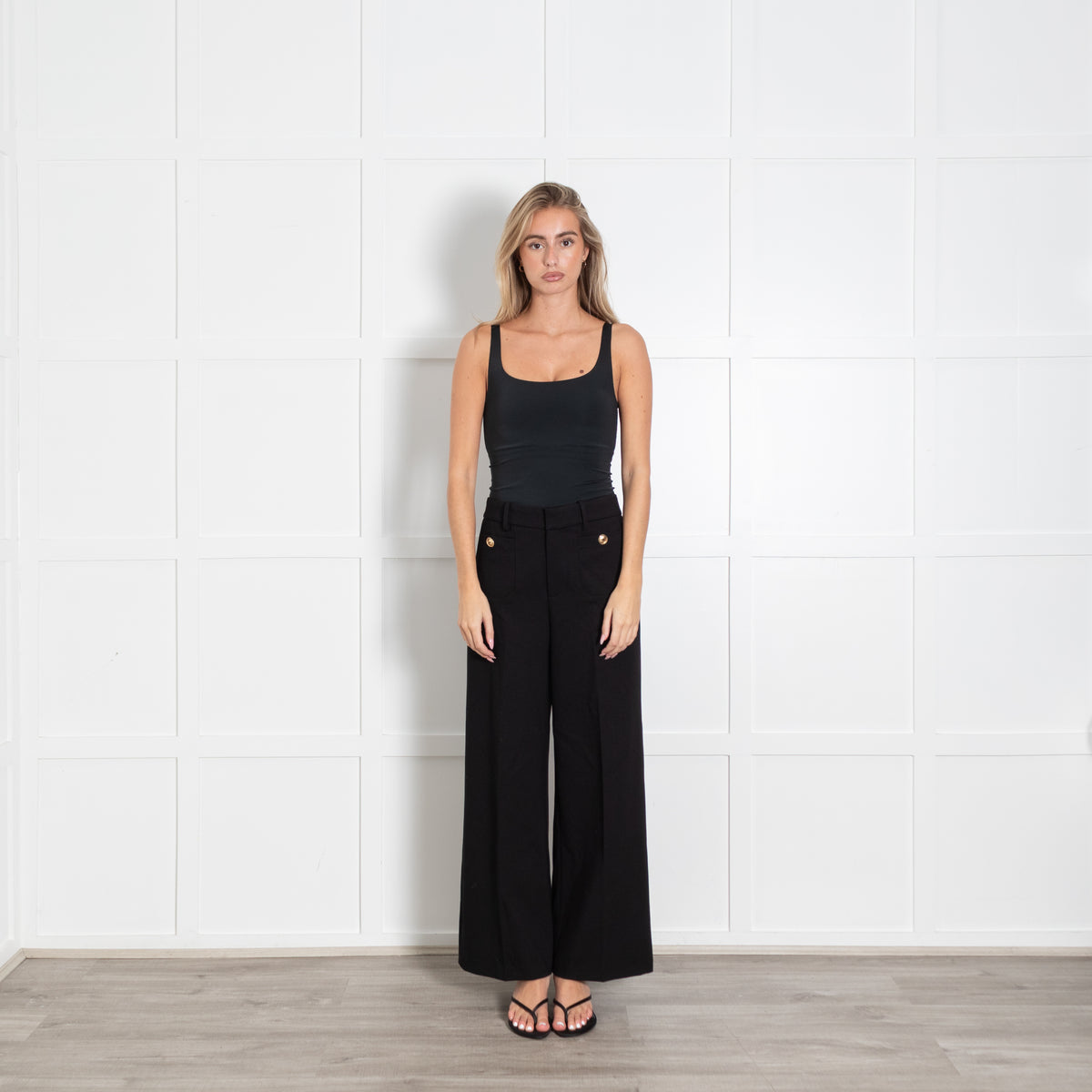 Frame Black Straight The Slim Palazzo Trousers