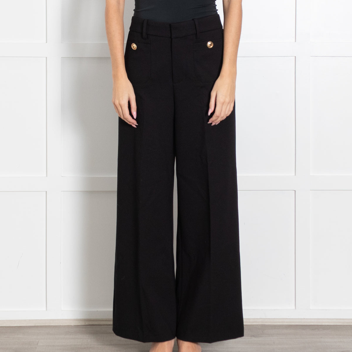 Frame Black Straight The Slim Palazzo Trousers
