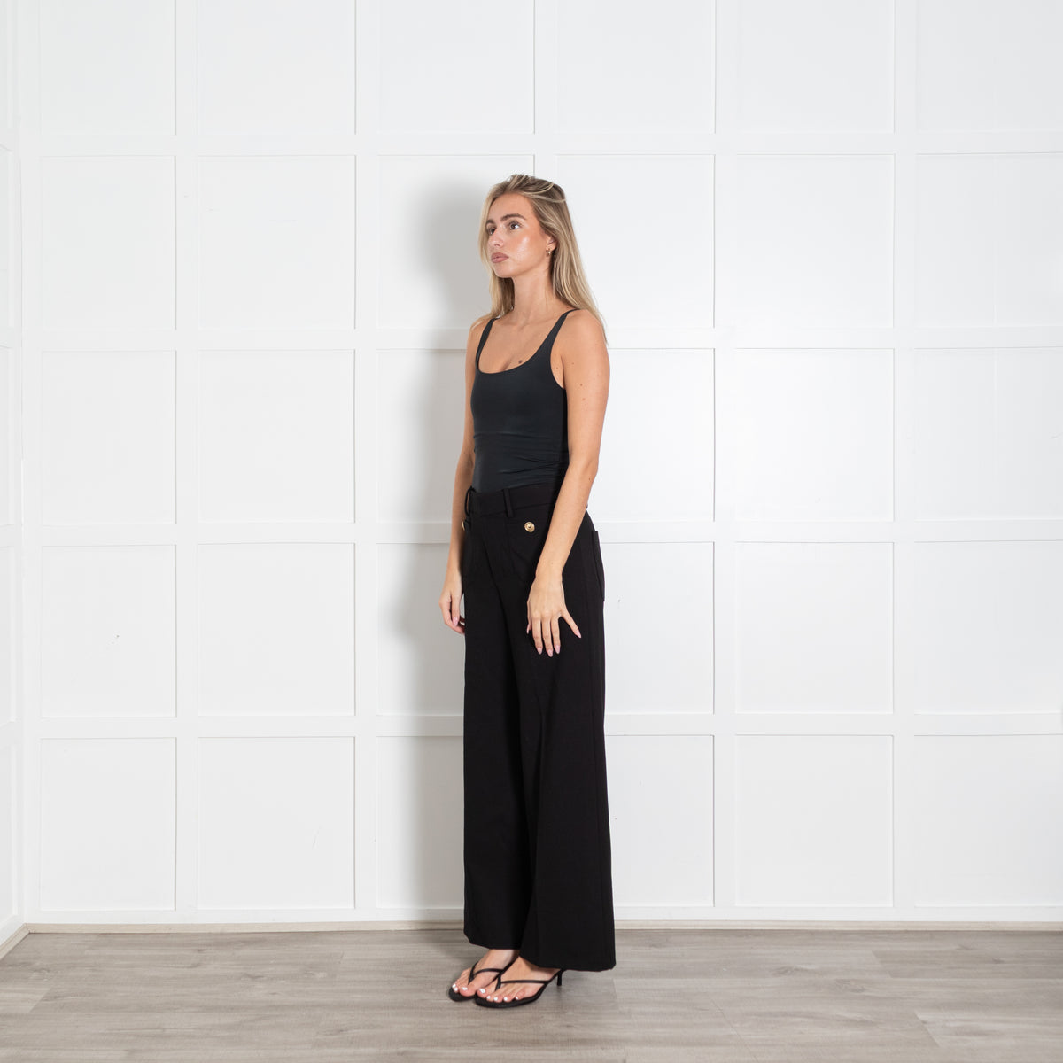 Frame Black Straight The Slim Palazzo Trousers