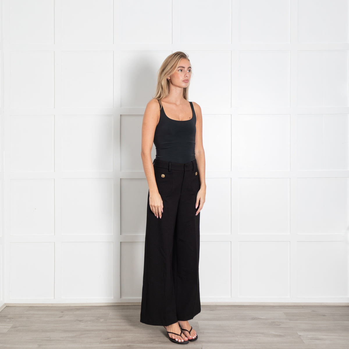 Frame Black Straight The Slim Palazzo Trousers