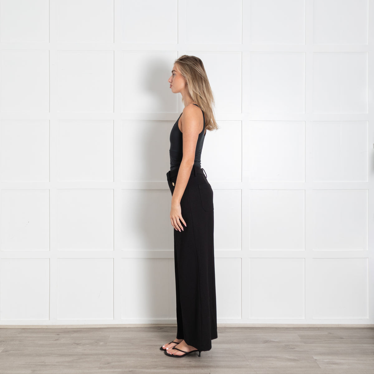 Frame Black Straight The Slim Palazzo Trousers