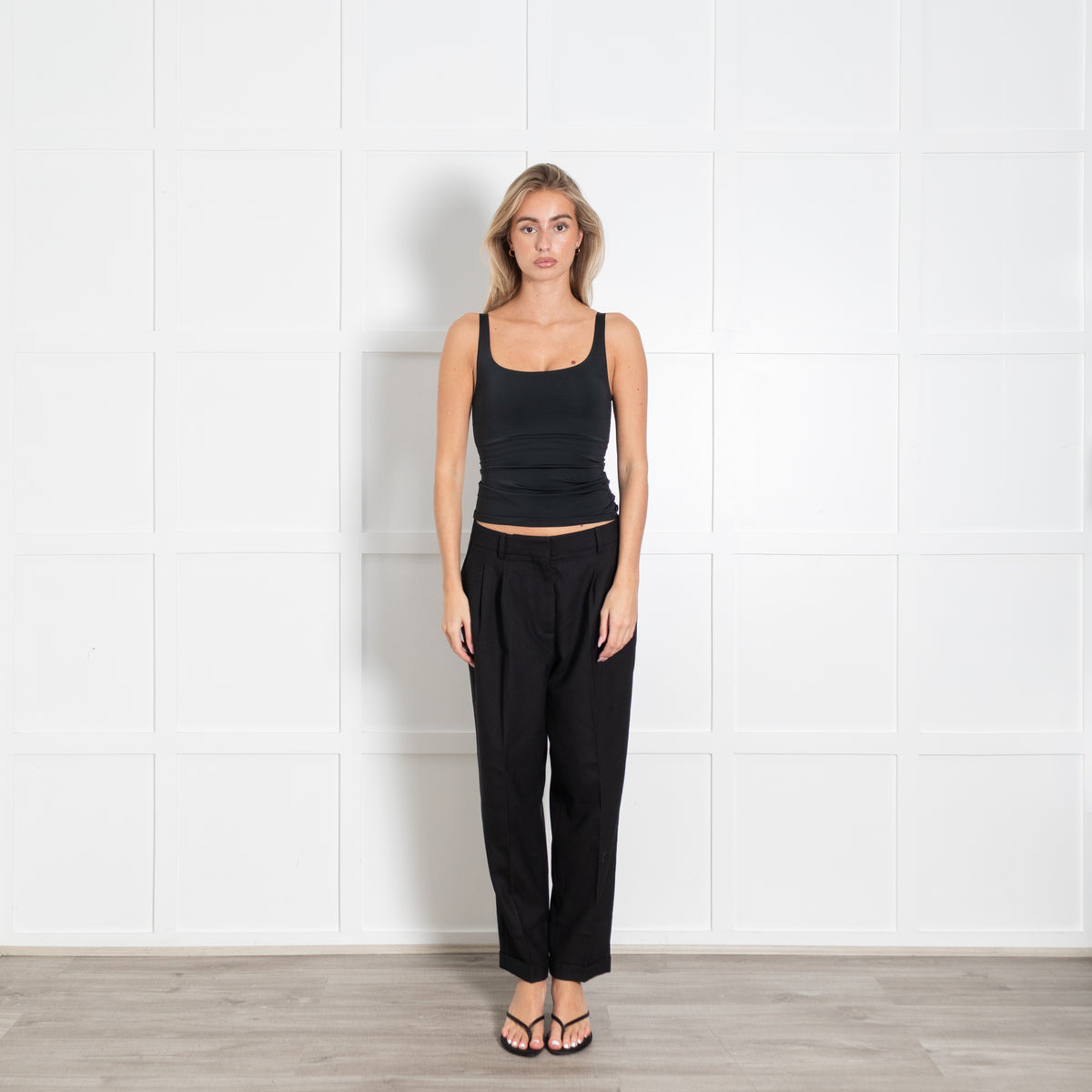 Iris Black Loose Straight Trousers