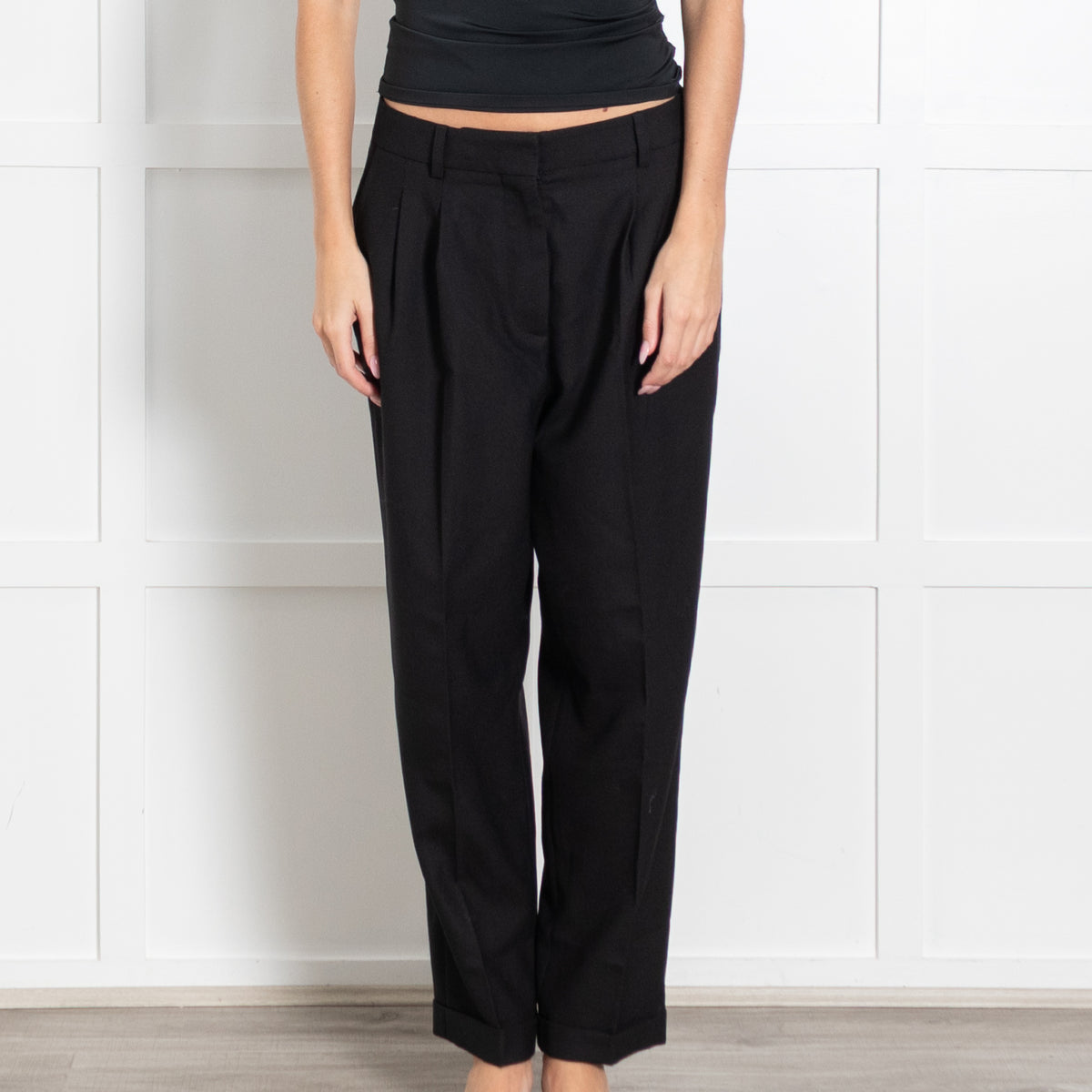 Iris Black Loose Straight Trousers
