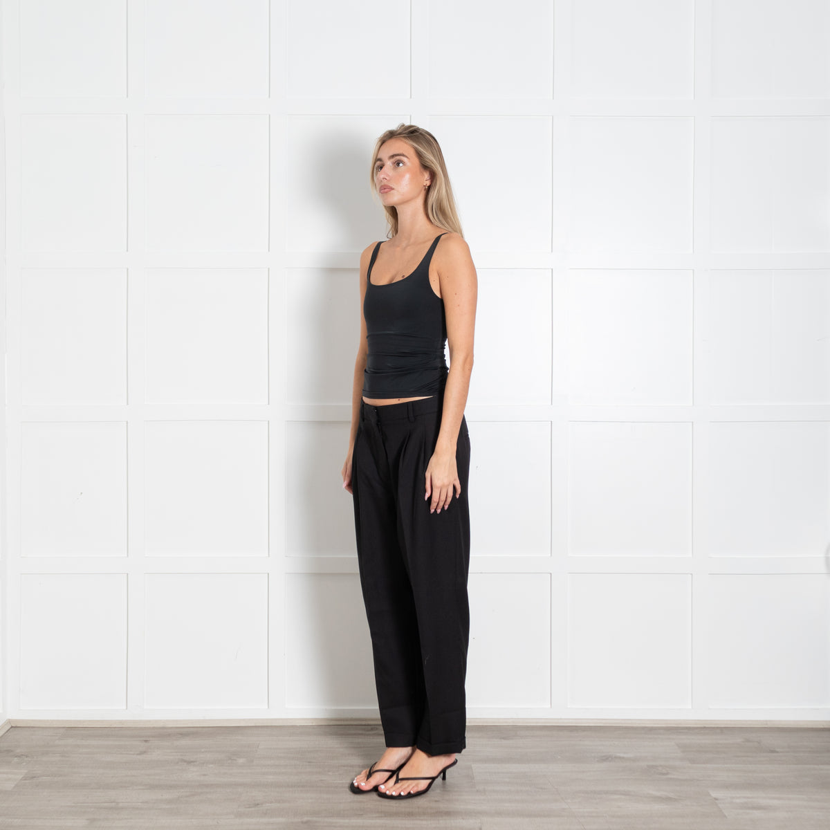 Iris Black Loose Straight Trousers