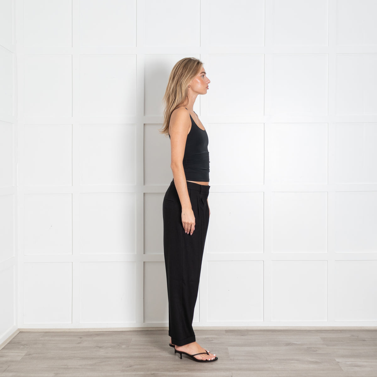 Iris Black Loose Straight Trousers