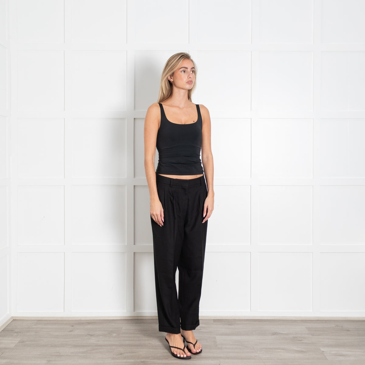 Iris Black Loose Straight Trousers