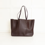 Tory Burch Dark Brown Grainy Leather Tote Bag