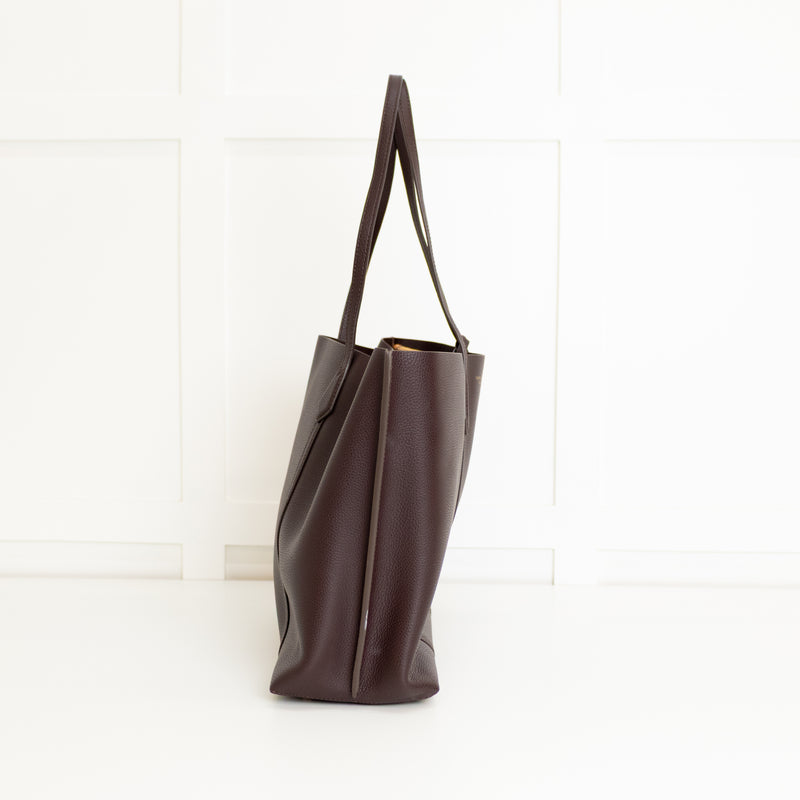 Tory Burch Dark Brown Grainy Leather Tote Bag