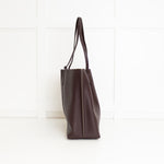 Tory Burch Dark Brown Grainy Leather Tote Bag