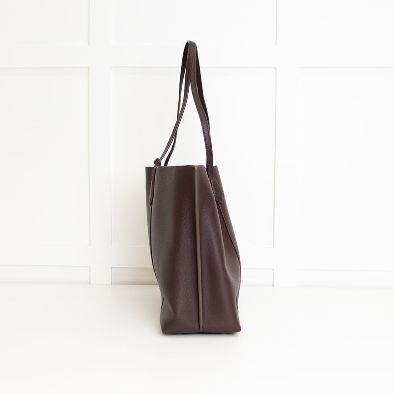 Tory Burch Dark Brown Grainy Leather Tote Bag