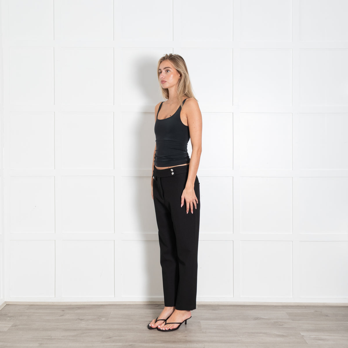 Veronica Beard Black Renzo Pant Style With Silver Buttons Trousers
